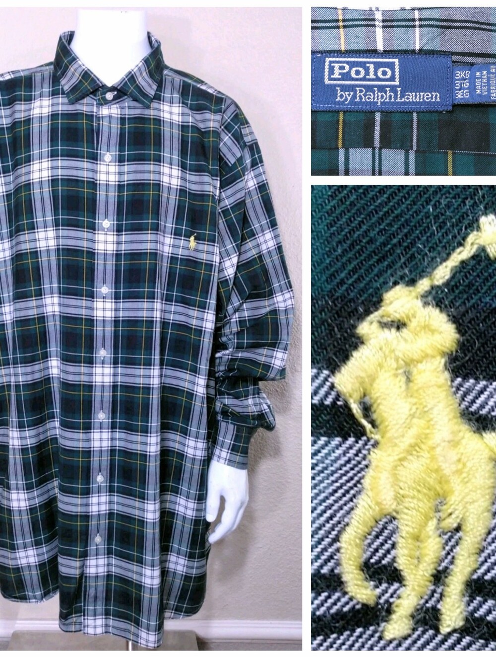 POLO RALPH LAUREN Long Sleeve Button Up Shirt 3XB XXXL 3XL BIG & TALL Plaid MENS